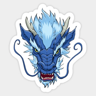 Chinese Dragon Head Blue Sticker